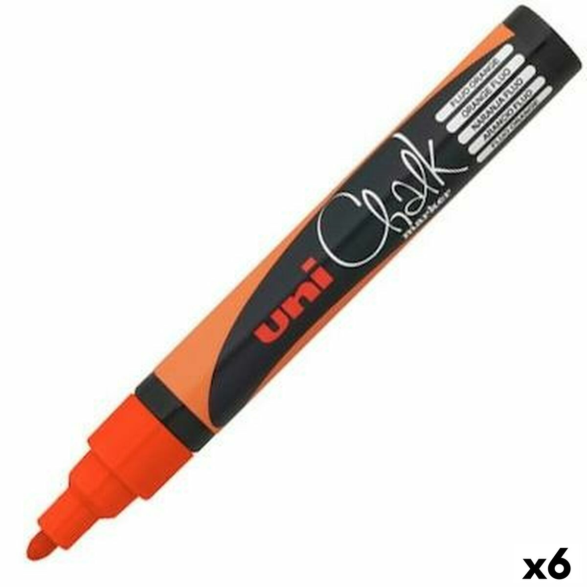 Marqueur craie liquide Uni-Ball Fluor Orange — Lot de 6