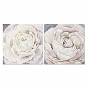 Toile DKD Home Decor Toile Bois MDF 80 x 3 x 80 cm Fleur