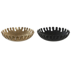 Centre de Table DKD Home Decor Noir Doré Aluminium 32 x 32 x 9 cm (2 Unités)