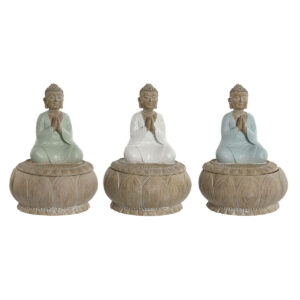 Figurine Décorative Home ESPRIT Blanc Vert Turquoise Oriental 11 x 11 x 15 cm (3 Unités)