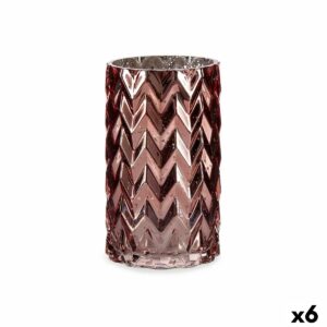 Vase Gift Decor Rose Verre Epis Taillé 11,3 x 19,5 x 11,3 cm (6 Unités)